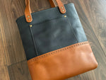 Load image into Gallery viewer, Everyday Brogue Tote - Navy Cognac
